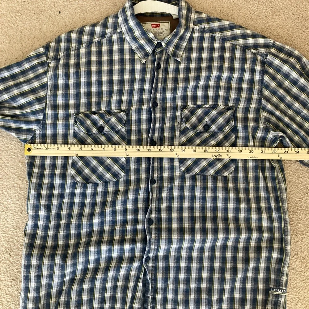 Levis Vintage Flannel Shirt Mens L Plaid Long Sleeve Button‎ Y2K Rockabilly